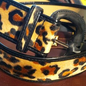 WHBM Vintage Leopard Print & Patent Leather Belt - LG/XL - NWT